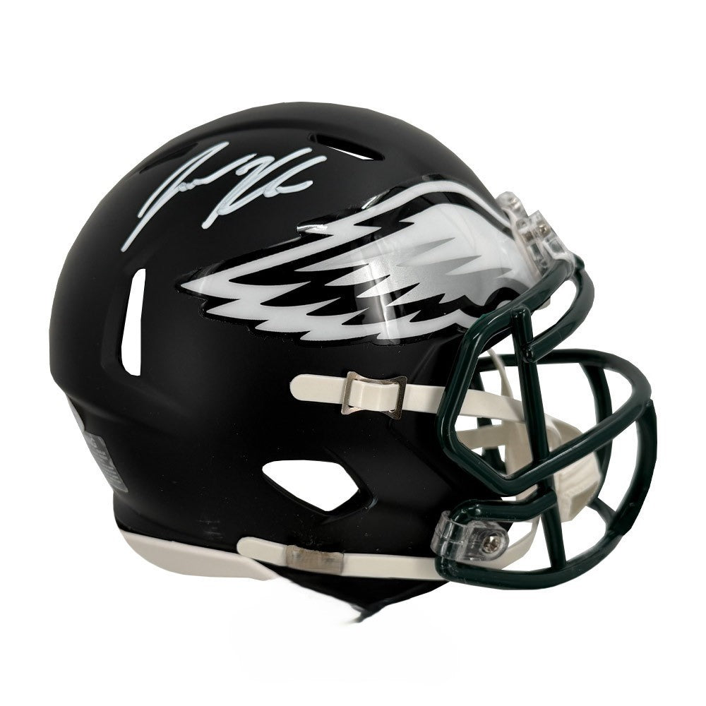 flat black helmet football Jason Kelce Signed Eagles Flat Black Mini Football Helmet PSA/DNA Auth
