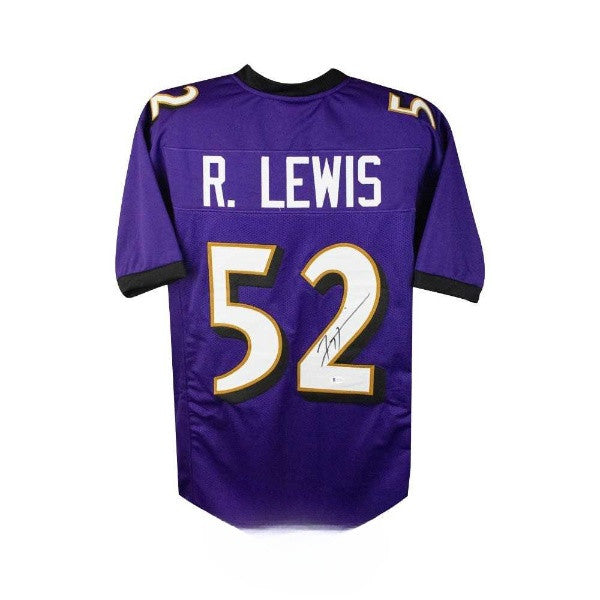 Ray Lewis Signed Purple Ravens Jersey – Custom White Numbers BAS COA