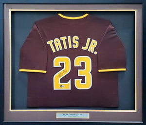 Fernando Tatis Jr. Autographed Framed San Diego Padres Brown Jersey (Approx. 31x36) - Beckett BAS Authenticated