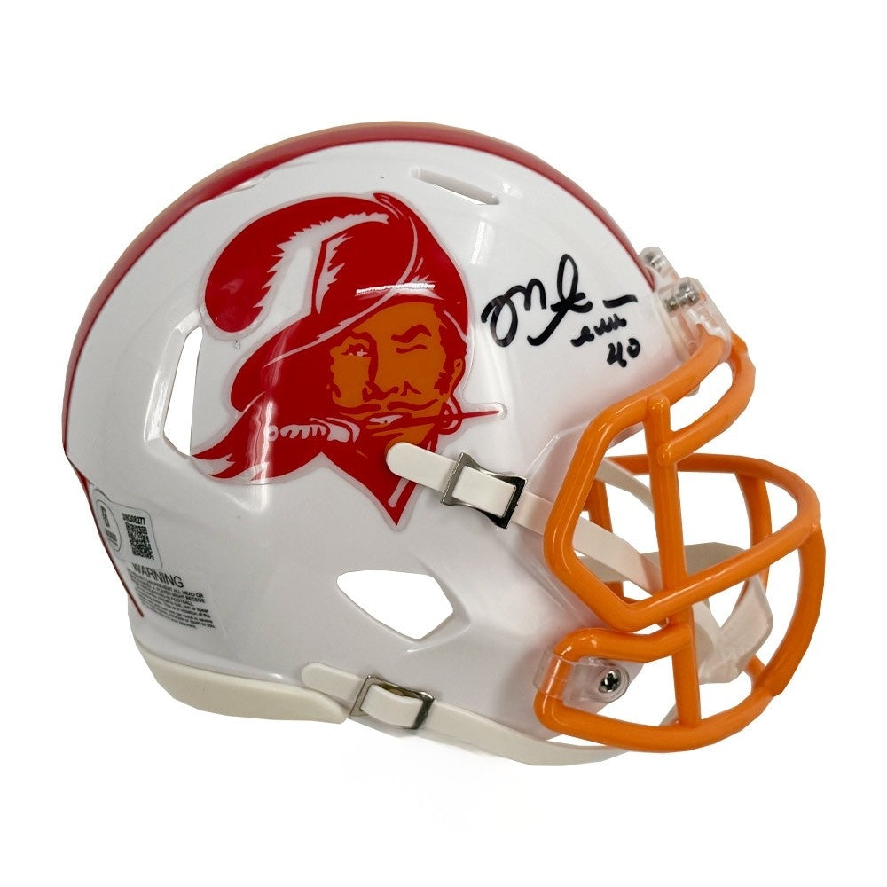 Mike Alstott Signed Bucs Creamsicle Throwback Mini Helmet - BAS