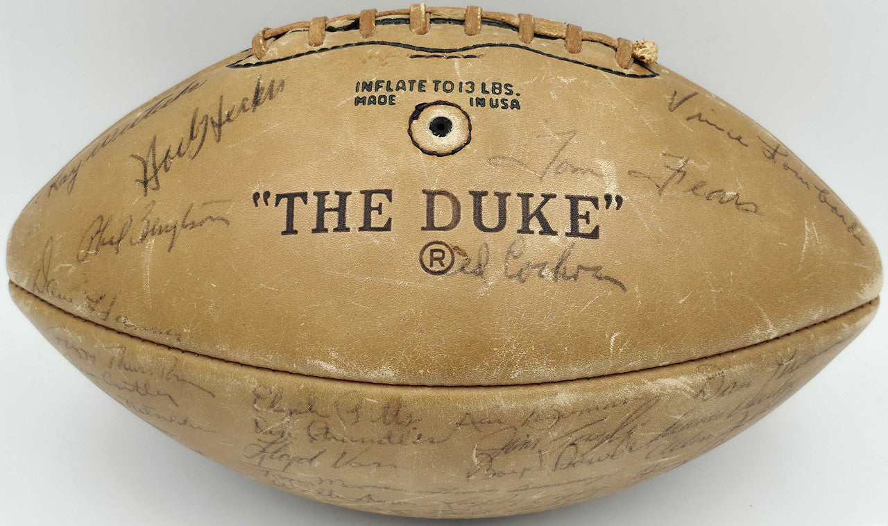 1965 NFL Champion Green Bay Packers Team Autographed Official NFL Leather "The Duke" Football With 49 Signatures Including Vince Lombardi Beckett BAS #AE36395