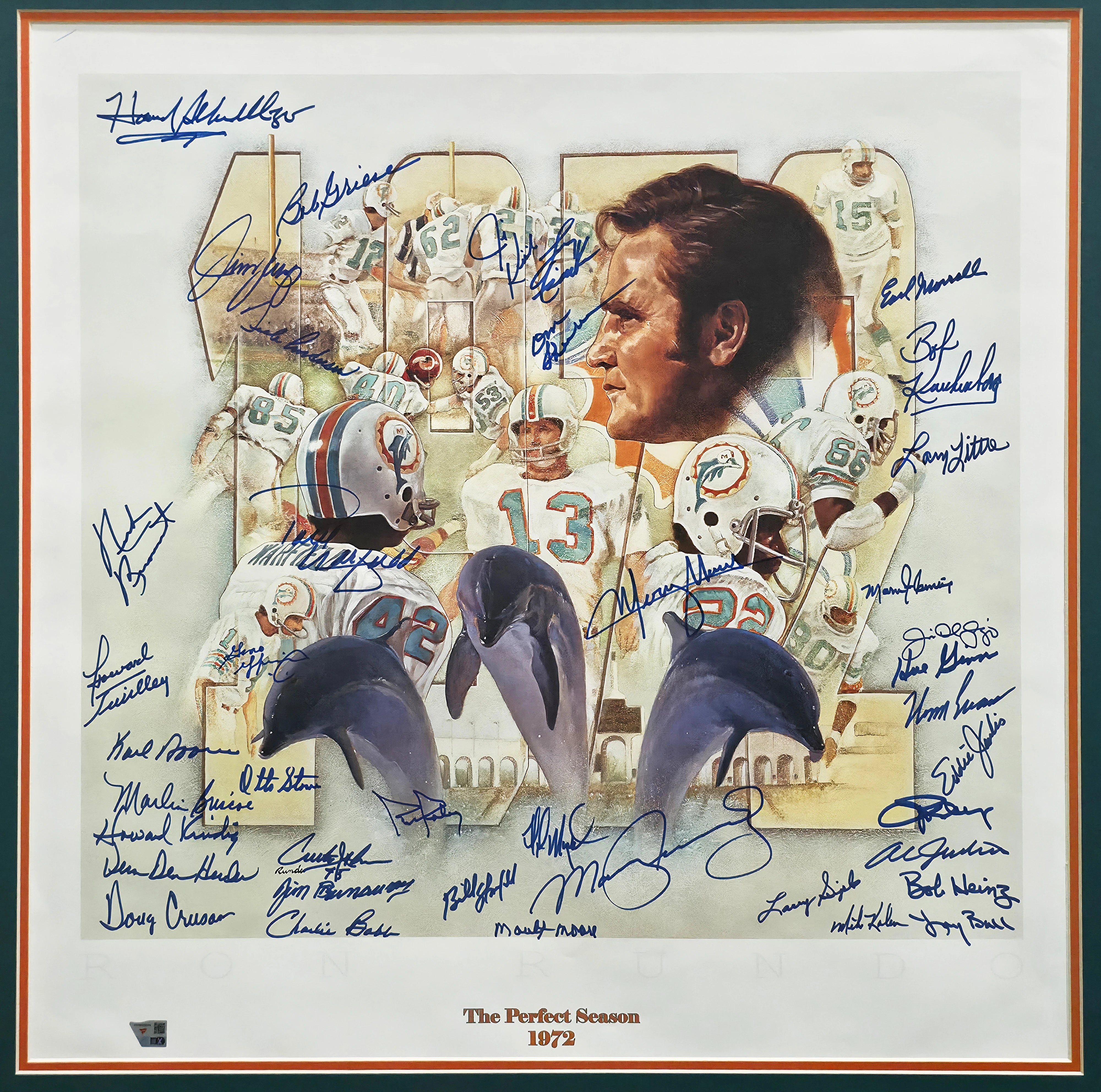 1972 Miami Dolphins Perfect Season 40-Signed Lithograph Framed Display | Fanatics