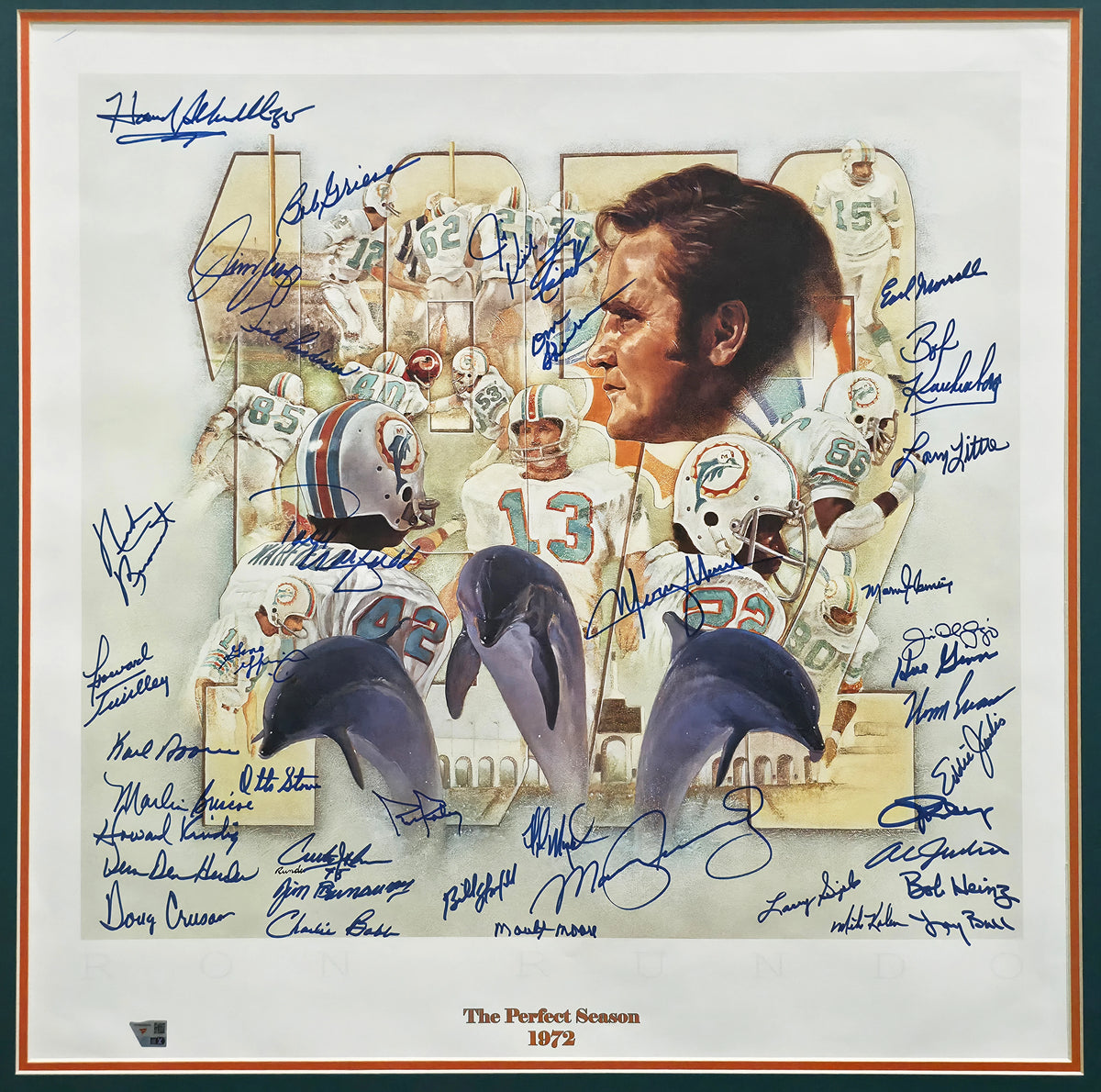 1972 Miami Dolphins Perfect Season 40-Signed Lithograph Framed Display | Fanatics