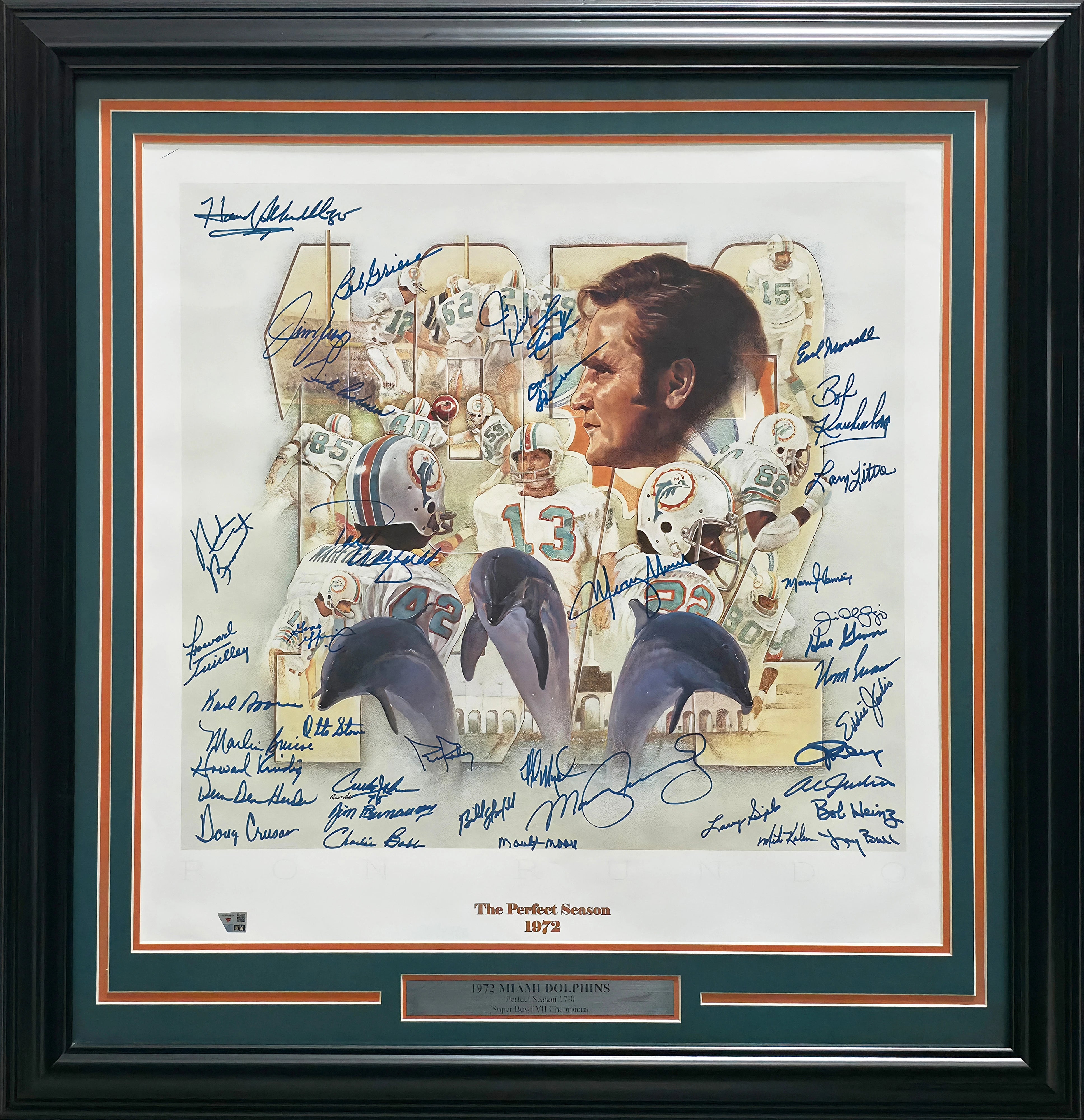 1972 Miami Dolphins Perfect Season 40-Signed Lithograph Framed Display | Fanatics