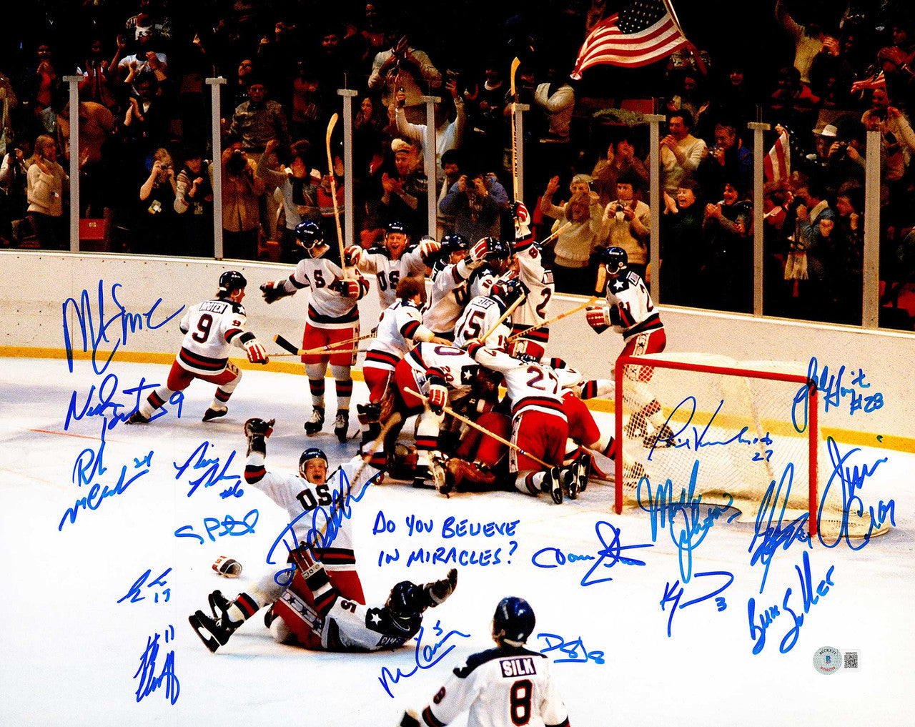 1980 USA Olympics Miracle On Ice Team Autographed 16x20 Photo – 18 Signatures – BAS Witness