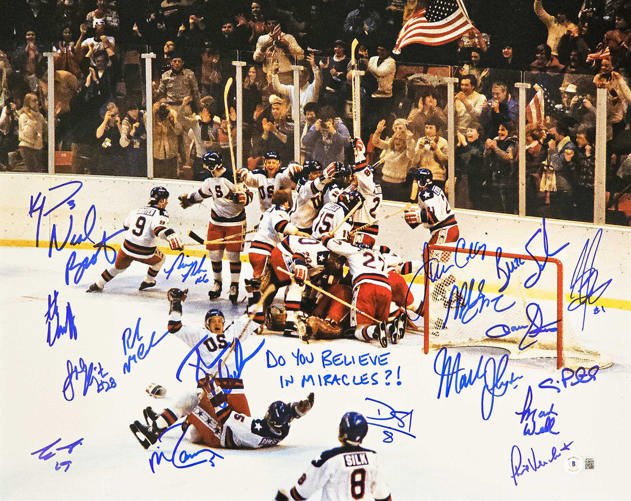 1980 USA Olympics Miracle On Ice Team Autographed 16x20 Photo – 19 Signatures – BAS Witness
