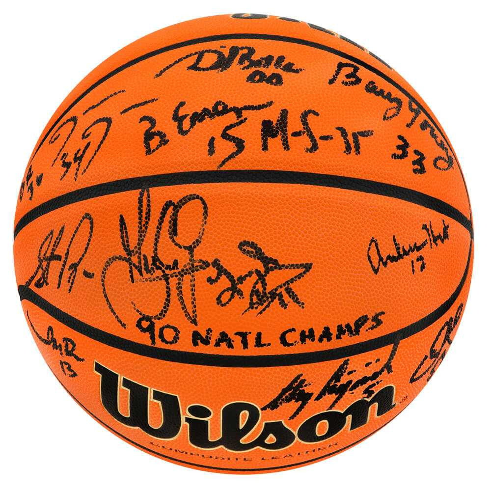 1990 UNLV Runnin' Rebels Team Signed Wilson NCAA Game Replica Basketball w/90 Nat'l Champs - Schwartz Authenticated