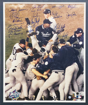 1998 NY Yankees World Champions Signed Framed 16x20 Photo (20 Signers Jeter Rivera) | BAS #AG020328