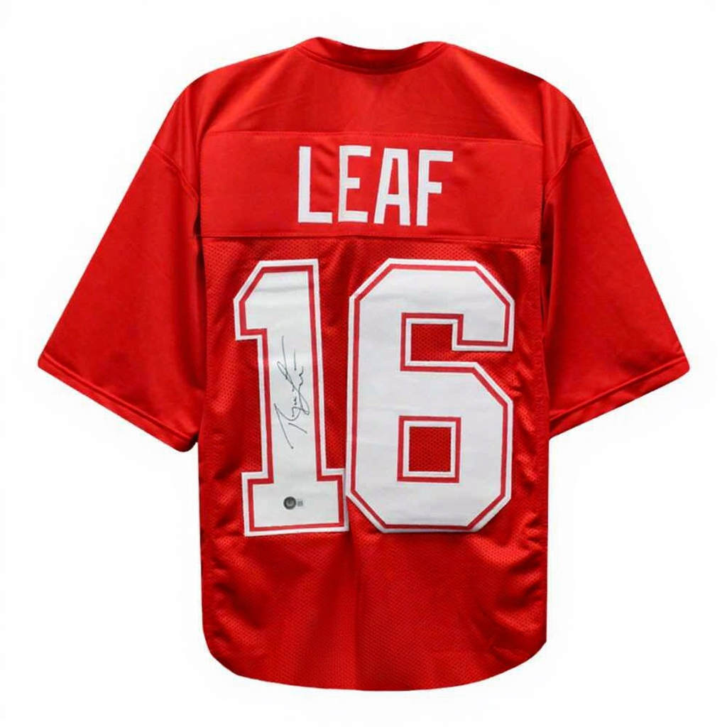 Ryan Leaf Autographed Washington State Custom Red Football Jersey - BAS