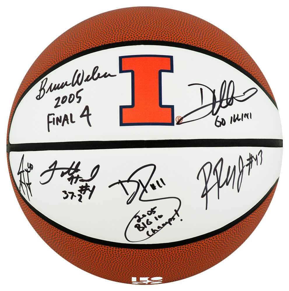 2005 Illinois Fighting Illini Team Signed Logo Brands Basketball w/6 Signatures & 4 Inscriptions – Deron Williams, Dee Brown – Schwartz Authenticated