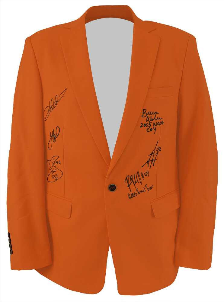 2005 Illinois Fighting Illini Team Signed Orange Blazer Sport Coat Jacket – 6 Signatures, Inscriptions – Schwartz COA