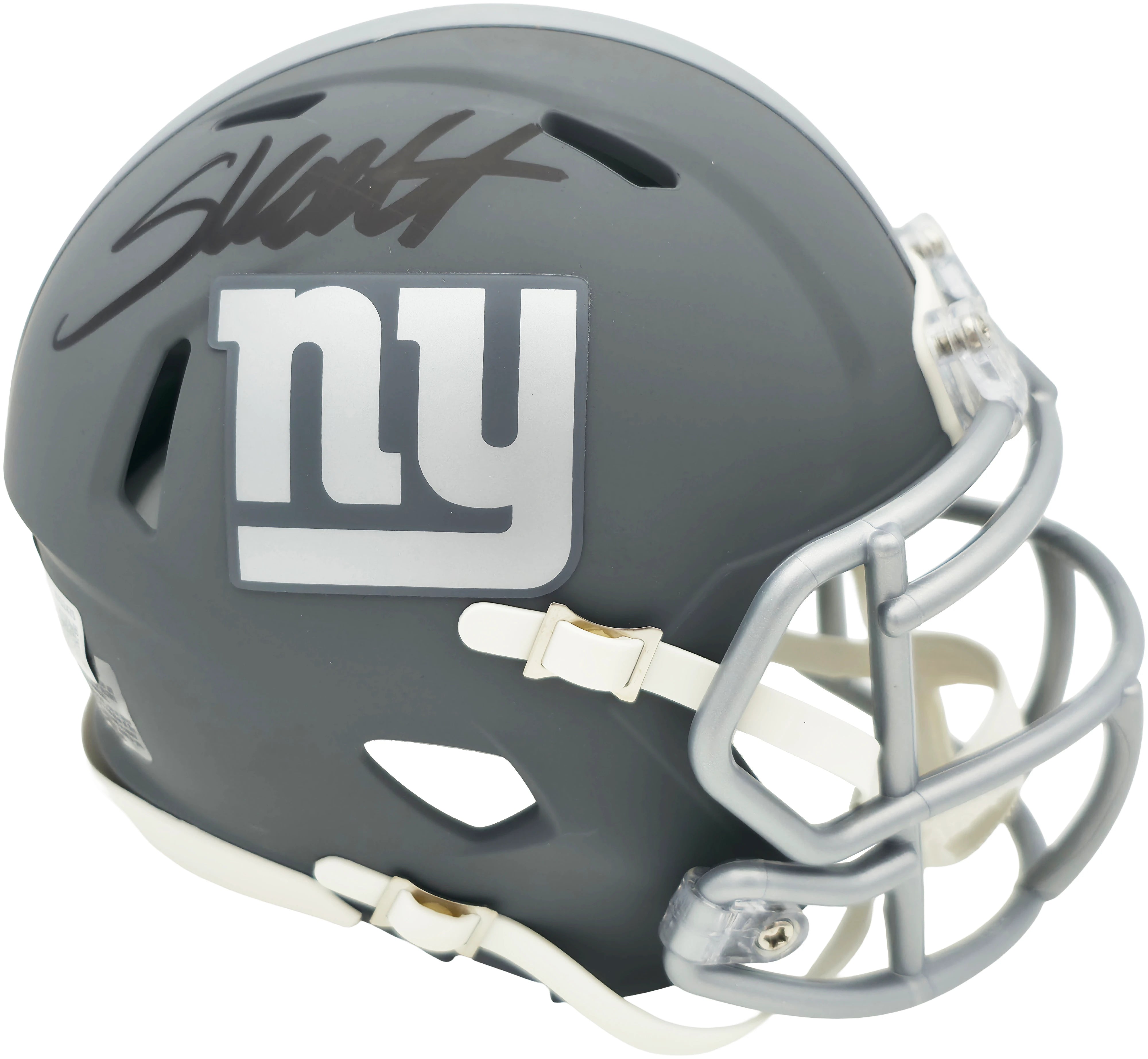 Cam Skattebo Autographed New York Giants Slate Gray Speed Mini Helmet - Beckett BAS QR Authenticated