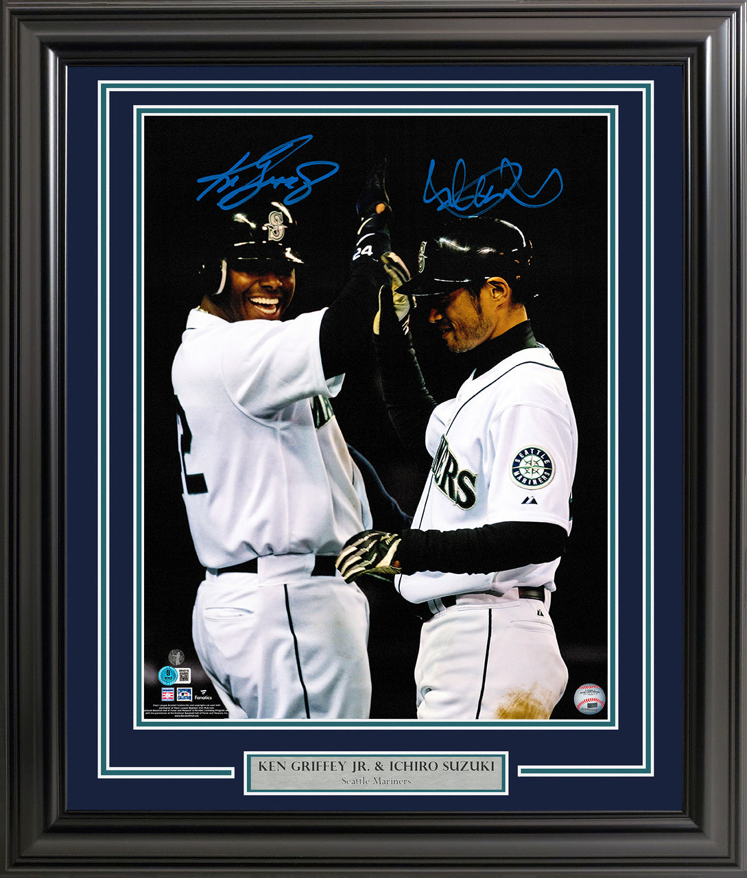 Griffey Jr. & Ichiro Dual-Signed Mariners Framed 16x20 Spotlight Photo - BAS