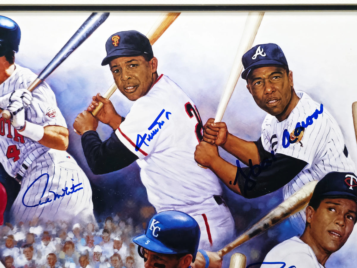 3000 Hit Club 13-Signed Lithograph Framed Display (Mays & Aaron) | Beckett BAS