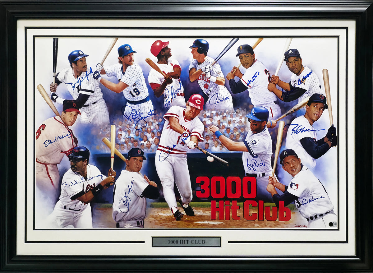 3000 Hit Club 13-Signed Lithograph Framed Display (Mays & Aaron) | Beckett BAS