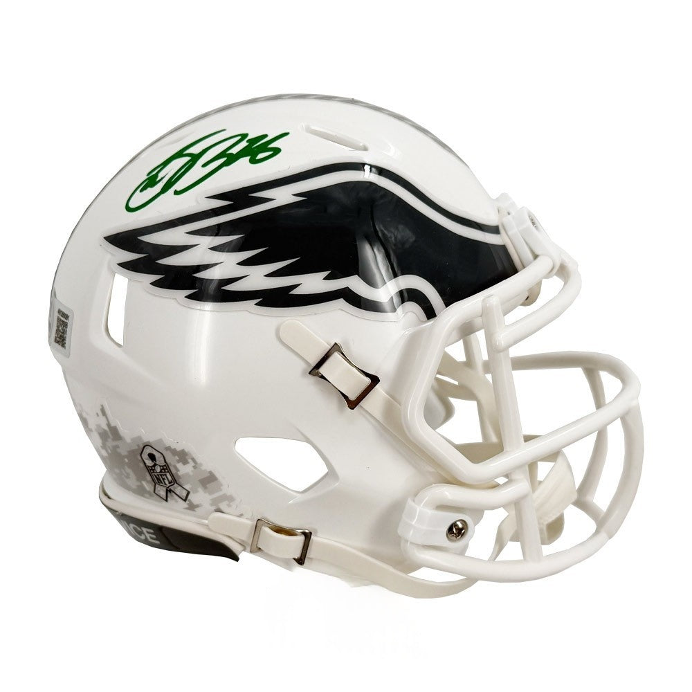 Saquon Barkley Signed Eagles Salute to Service Mini Helmet Beckett Authenticated