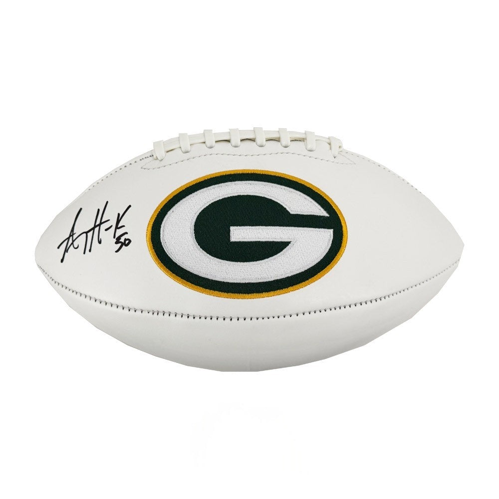 AJ Hawk Autographed Green Bay Packers White Logo Football BAS Authenticated