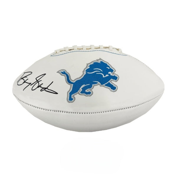 Barry Sanders Autographed Detroit Lions White Logo Football JSA Authenticated