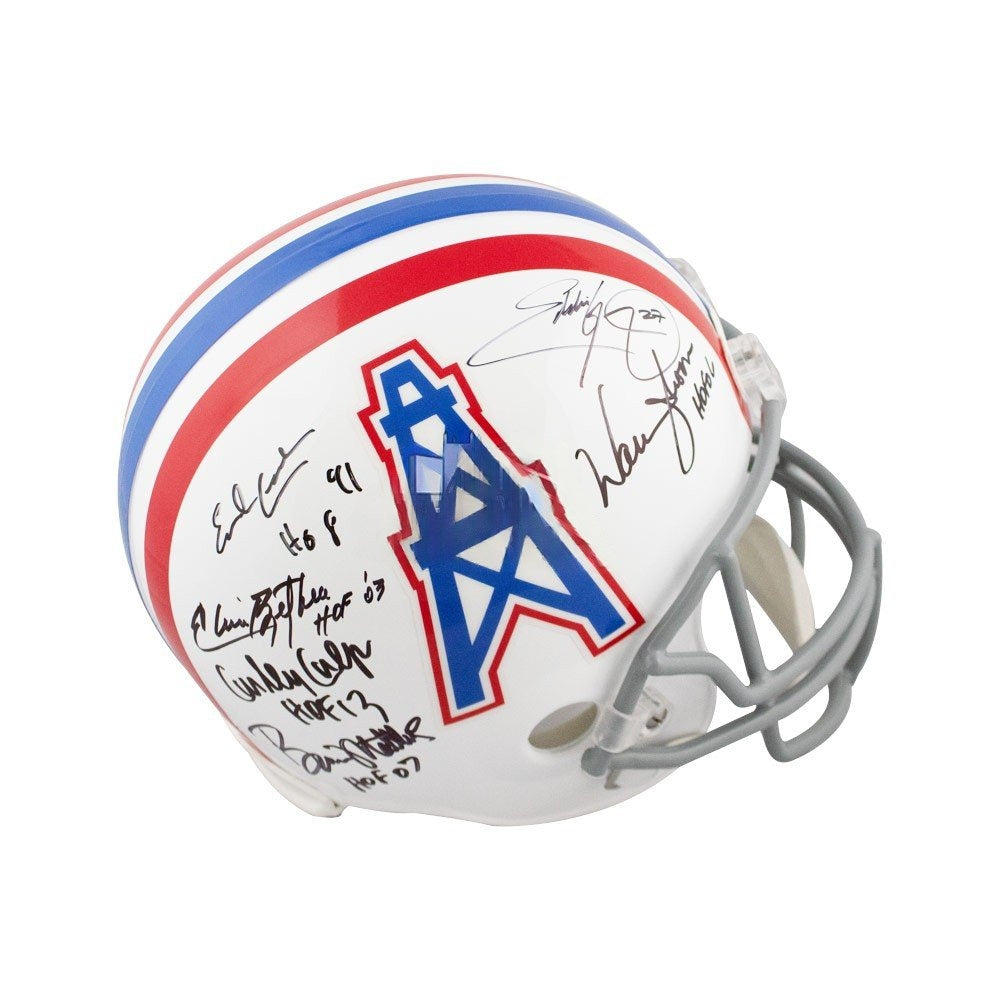 Houston Oilers Greats Signed Full Size Helmet Grey Facemask (11 Autos) – BAS COA