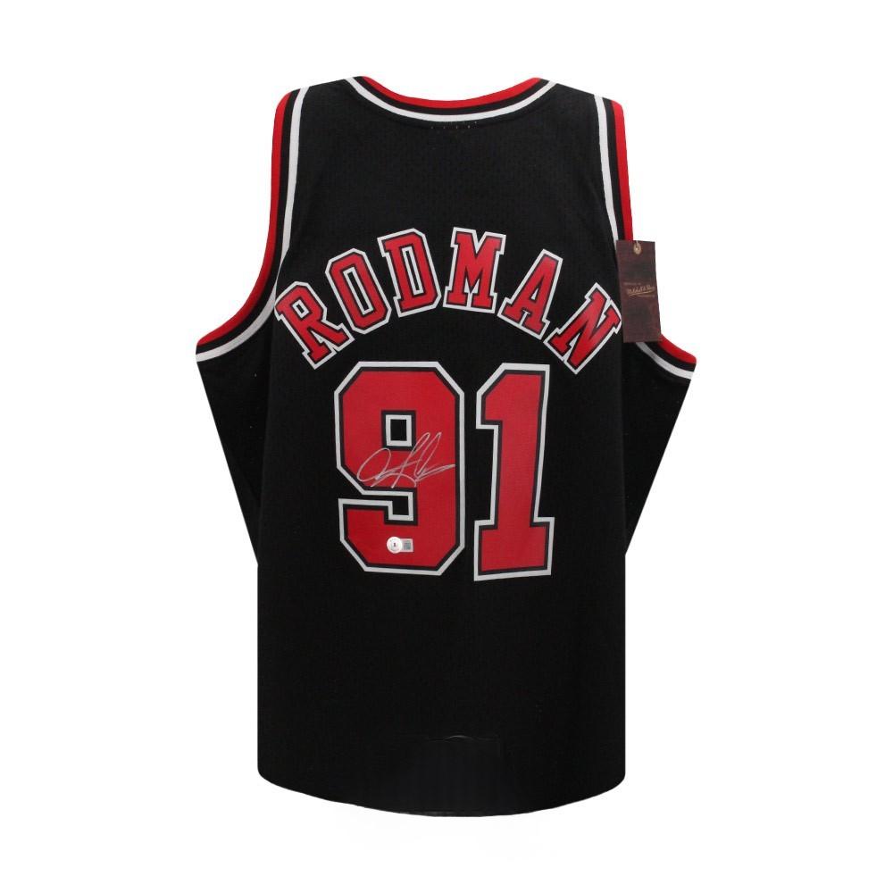 Chicago Dennis Rodman Autographed Mitchell & Ness Black Basketball Jersey (XL) - BAS COA