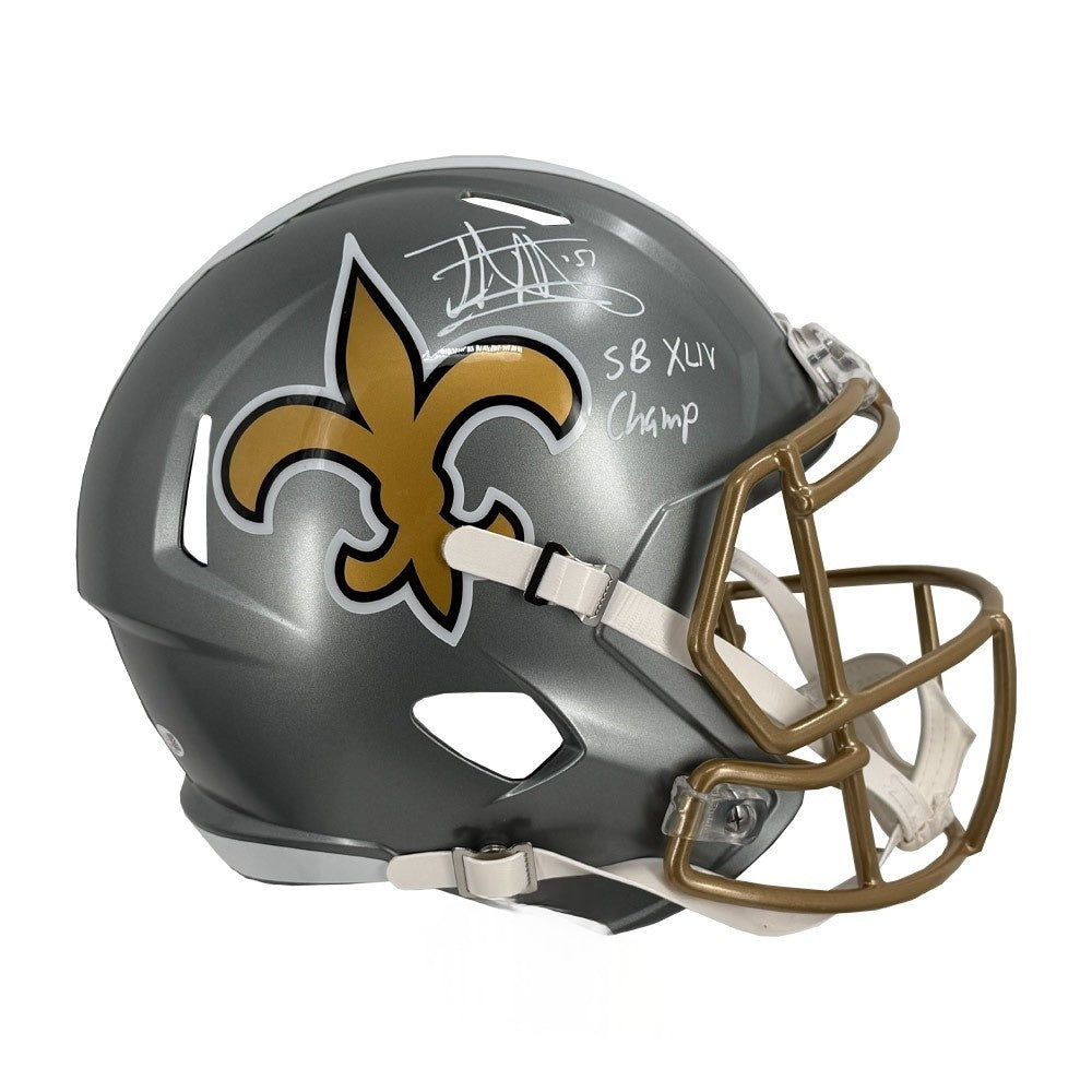 Jonathan Vilma Signed Saints Flash Speed Replica Helmet "SB XLIV Champ" - JSA
