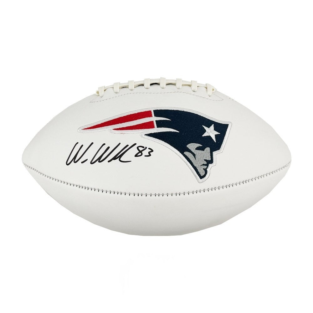 Wes Welker Signed Patriots White Logo Football - JSA