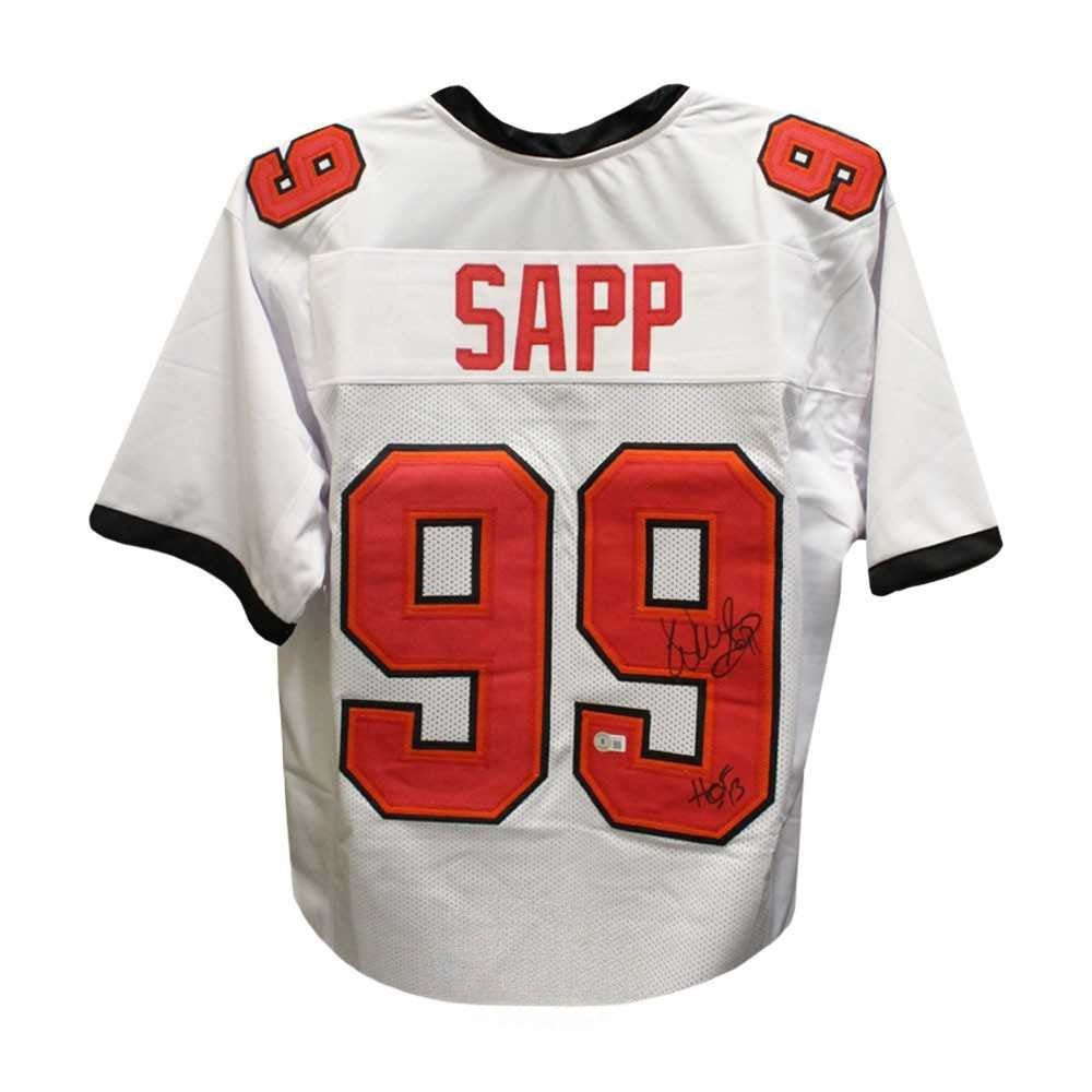 Warren Sapp Autographed Tampa Bay Buccaneers White Custom Jersey with “HOF” – Beckett BAS Witness