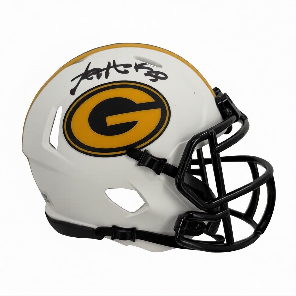 AJ Hawk Autographed Green Bay Packers Lunar Eclipse Mini Football Helmet BAS Authenticated
