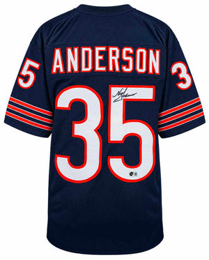 Neal Anderson Autographed Chicago Bears Navy Custom Football Jersey (Size XL) - Beckett Authenticated