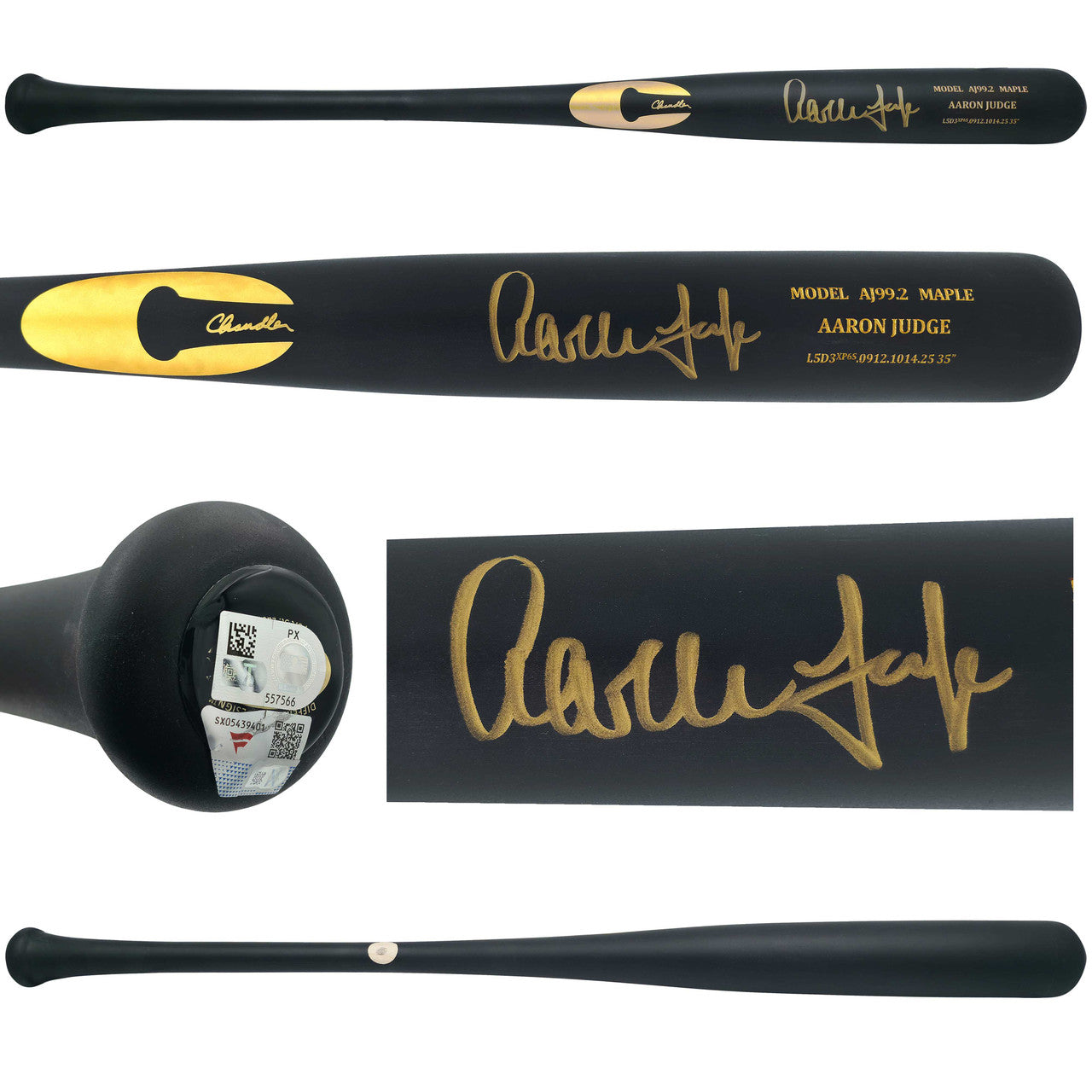 Aaron Judge Autographed Matte Black Chandler Player Model Maple Baseball Bat New York Yankees Fanatics & MLB Holo