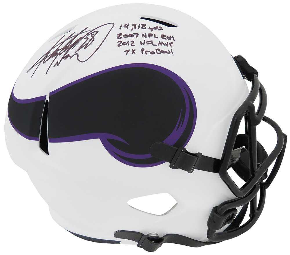 Adrian Peterson Signed Minnesota Vikings Lunar Eclipse Riddell Full Size Speed Helmet w/4 Inscriptions - Schwartz Authenticated