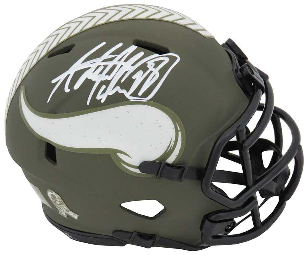 Adrian Peterson Signed Minnesota Vikings Salute to Service Riddell Speed Mini Helmet - Schwartz Authenticated