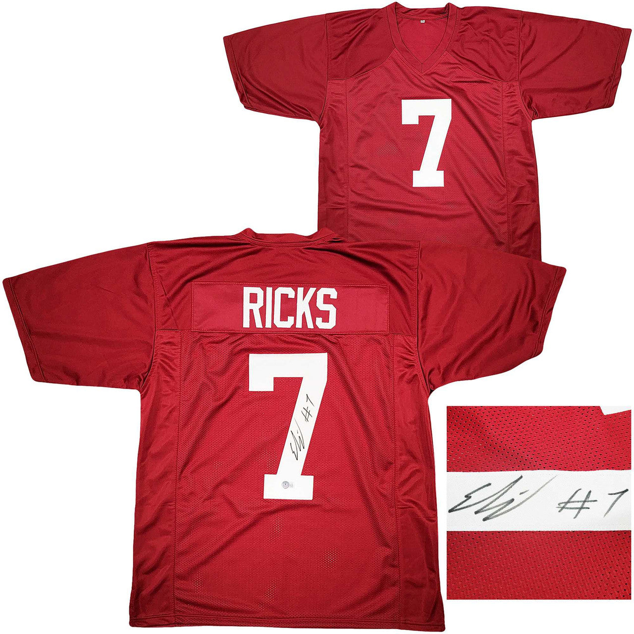 Alabama Crimson Tide Eli Ricks Autographed Red Jersey Beckett BAS Witness