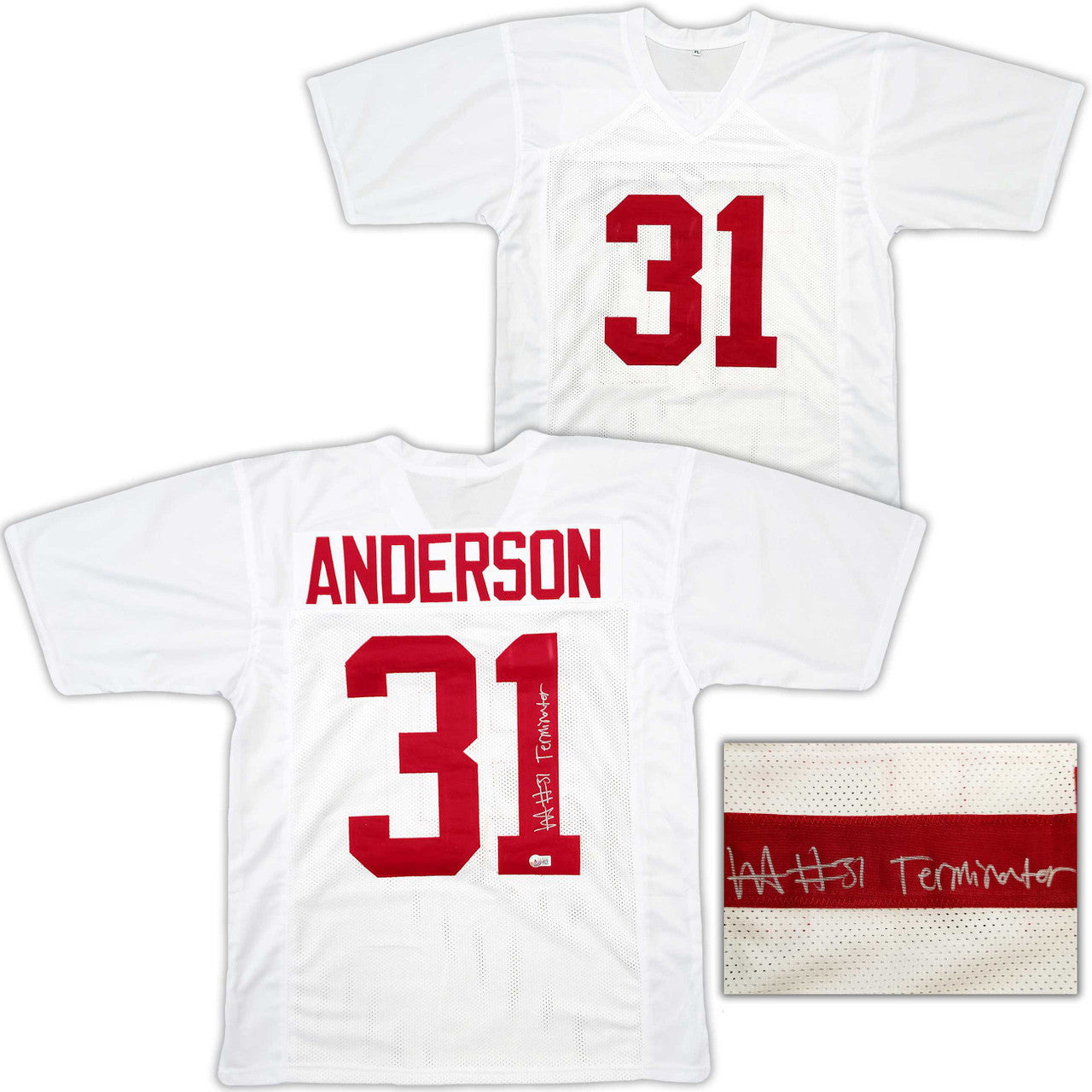 Alabama Crimson Tide Will Anderson Autographed White Jersey “Terminator” – Beckett BAS QR Certified