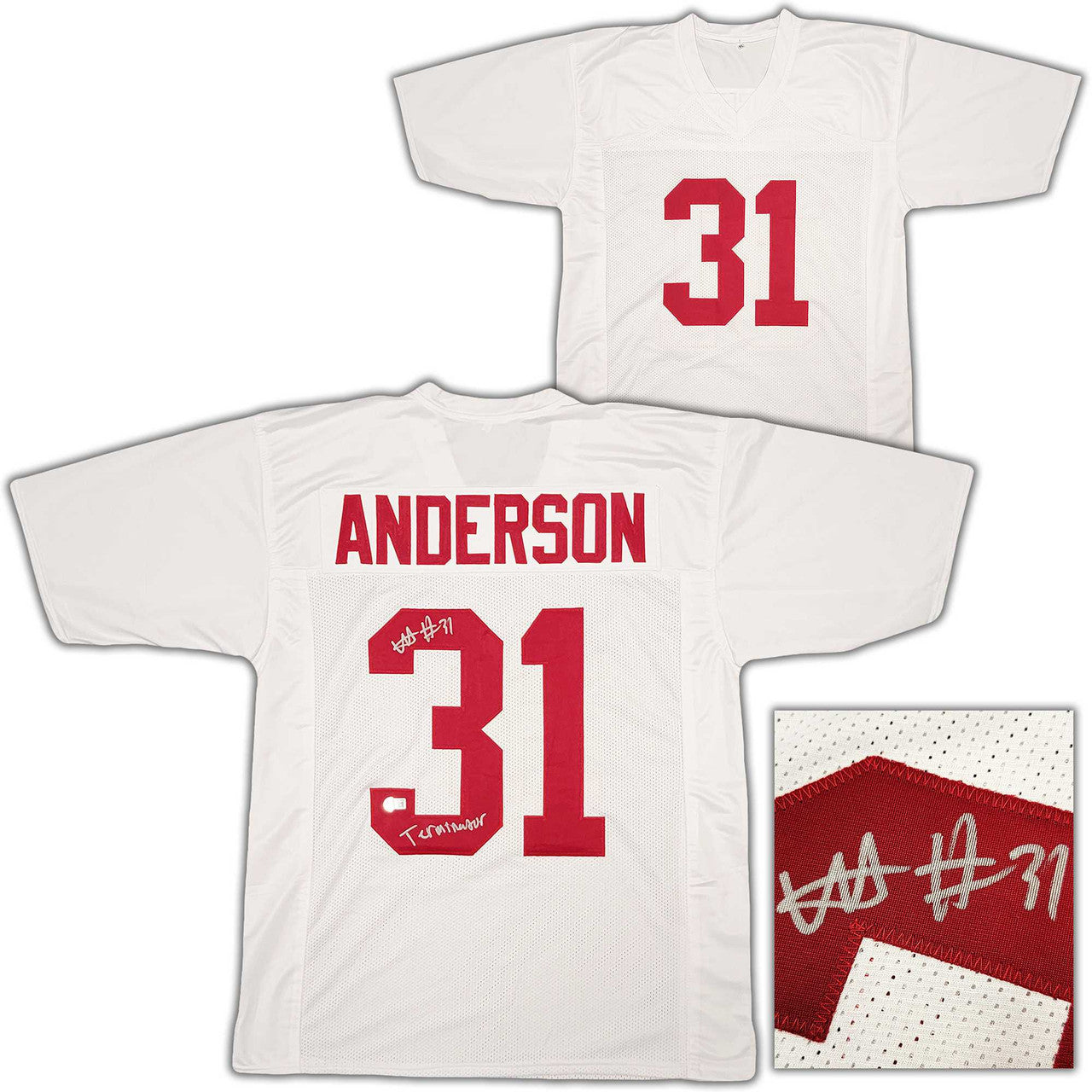 Alabama Crimson Tide Will Anderson Autographed White Jersey “Terminator” – Beckett BAS Witness Certified