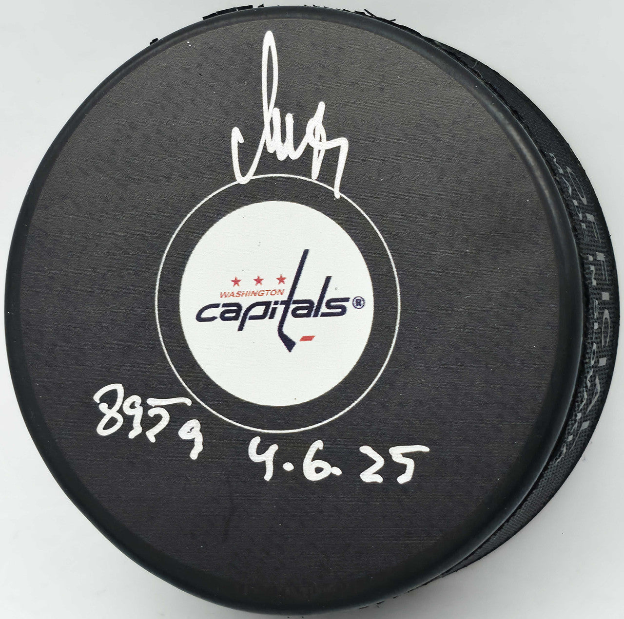 Alex Ovechkin “895G 4.6.25” Autographed Washington Capitals Logo Hockey Puck – Fanatics Holo