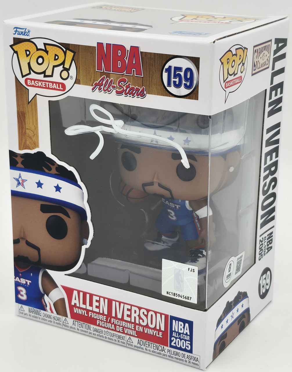 Allen Iverson Autographed Funko Pop Vinyl Figurine #159 Philadelphia 76ers Beckett BAS Witness Stock #252393