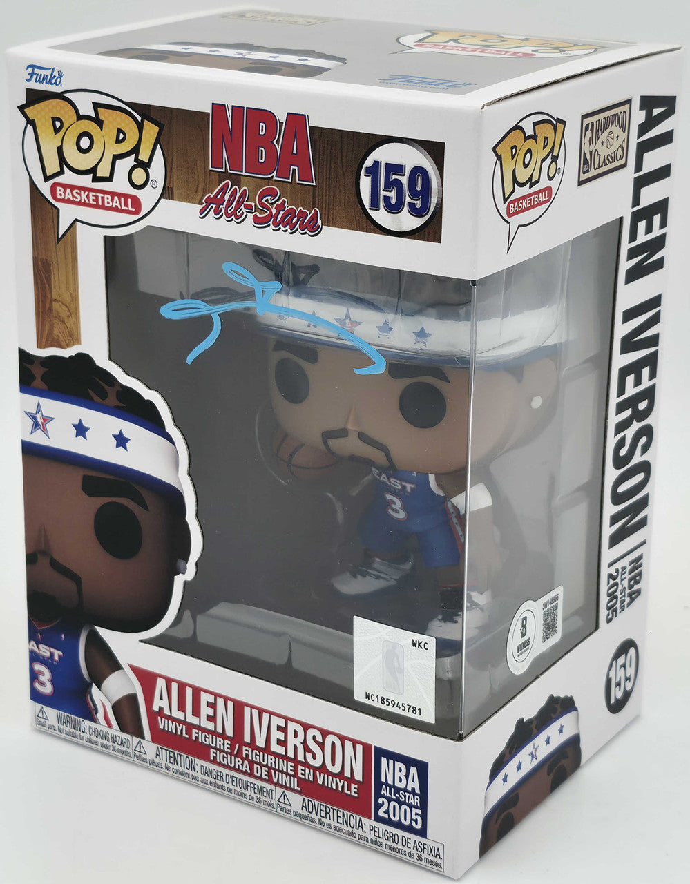 Allen Iverson Autographed Funko Pop Vinyl Figurine #159 Philadelphia 76ers Beckett BAS Witness Stock #252394