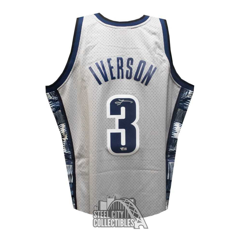 Allen Iverson Autographed Georgetown Mitchell & Ness Gray Basketball Jersey - Fanatics