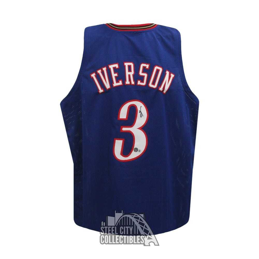 Allen Iverson Autographed Philadelphia Custom Blue Basketball Jersey - BAS