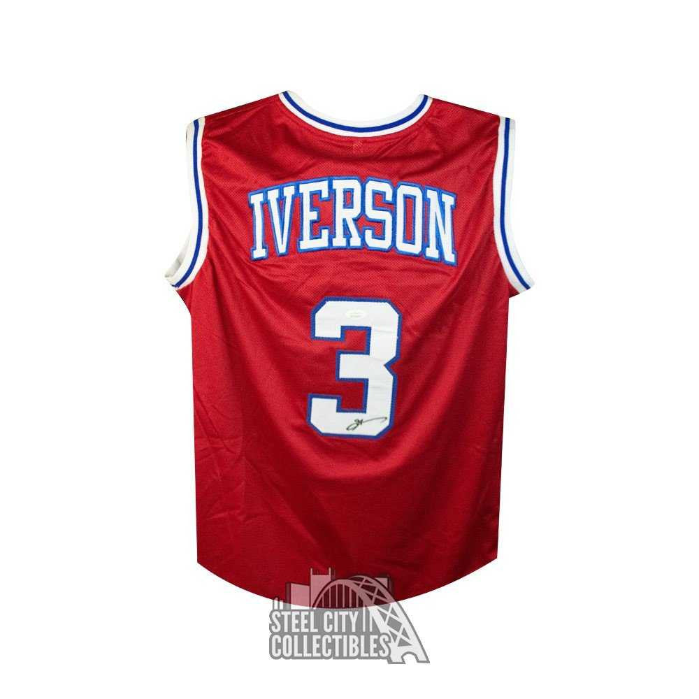 Allen Iverson Autographed Philadelphia Custom Red Basketball Jersey - JSA COA