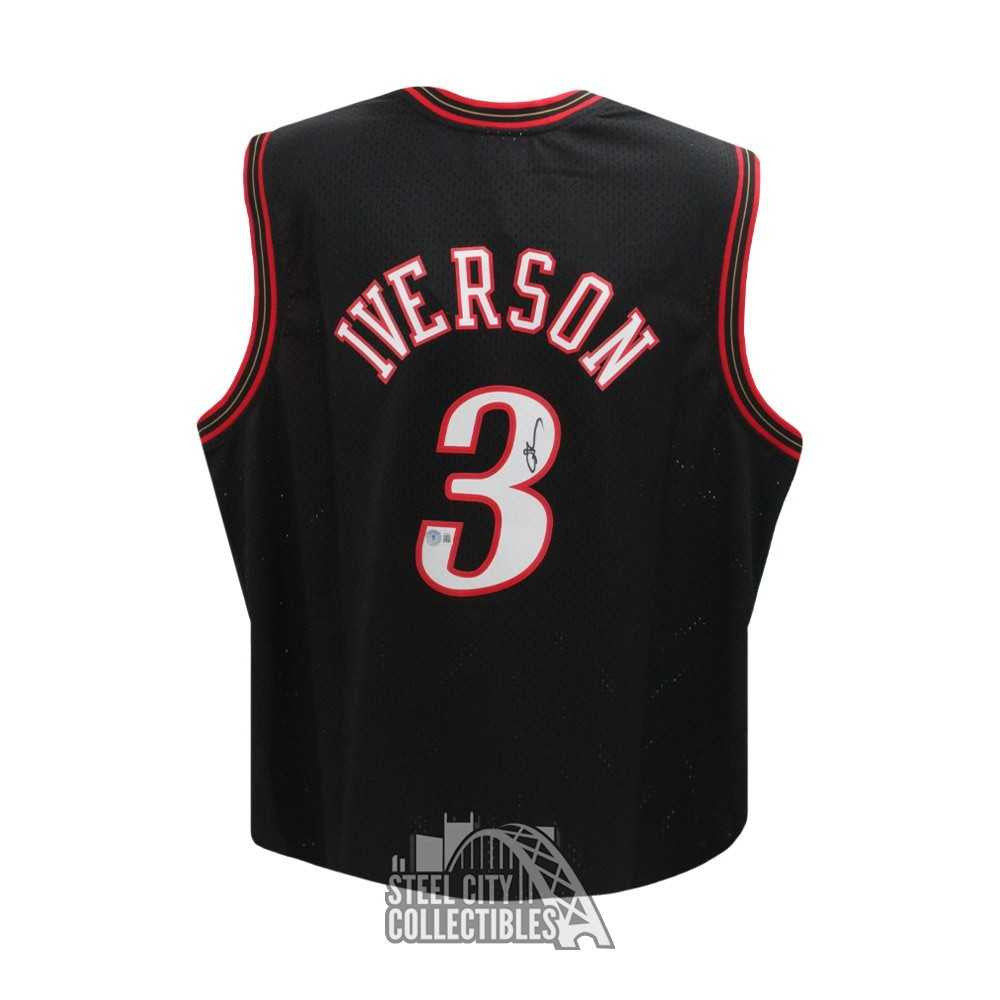 Allen Iverson Autographed Philadelphia Mitchell & Ness Black Basketball Jersey (L) - BAS