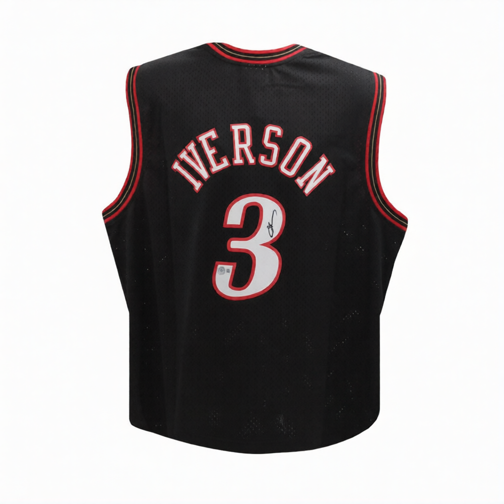 Philadelphia 76ers Allen Iverson Autographed Black Mitchell & Ness Basketball Jersey (Size XL) - Beckett BAS COA
