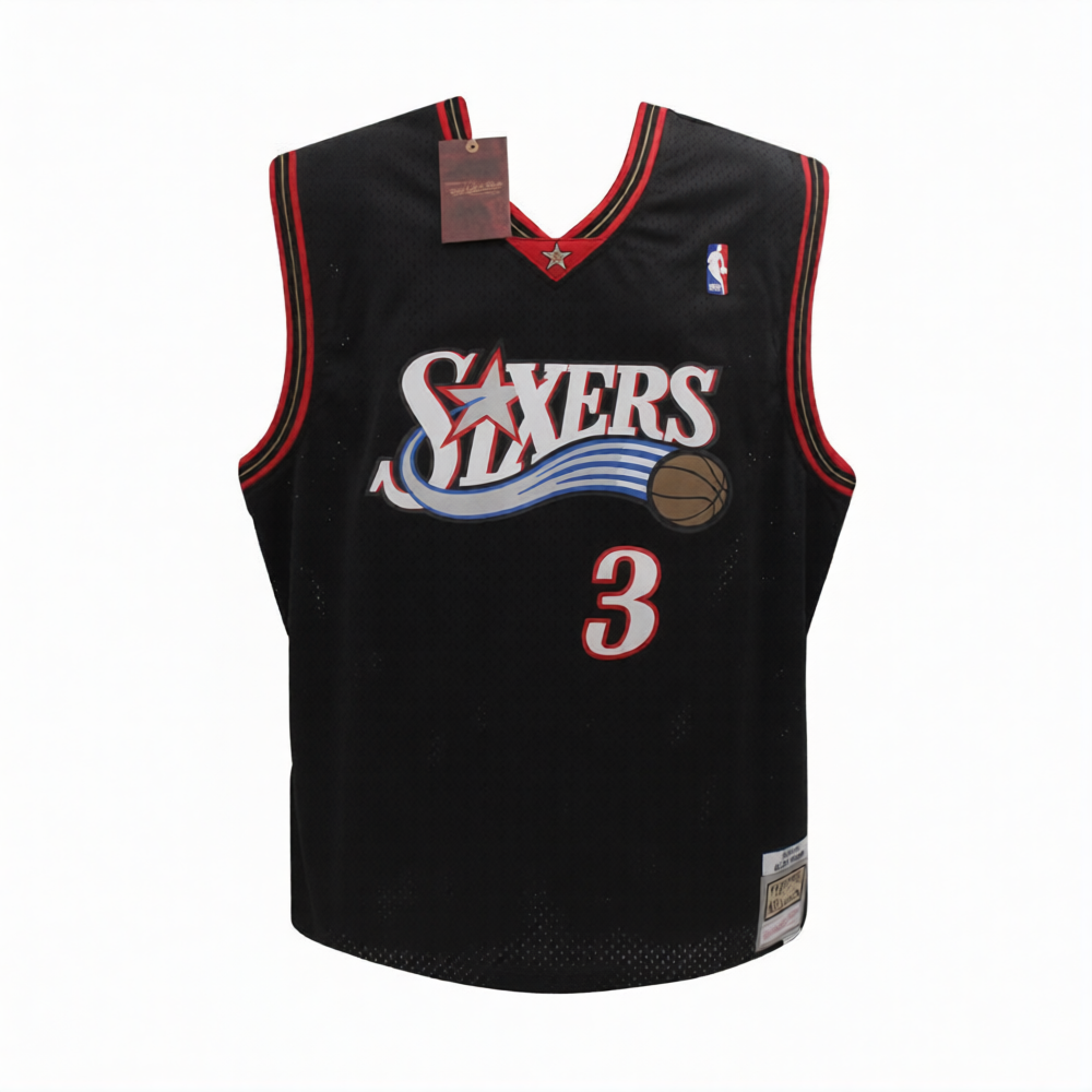 Philadelphia 76ers Allen Iverson Autographed Black Mitchell & Ness Basketball Jersey (Size XL) - Beckett BAS COA
