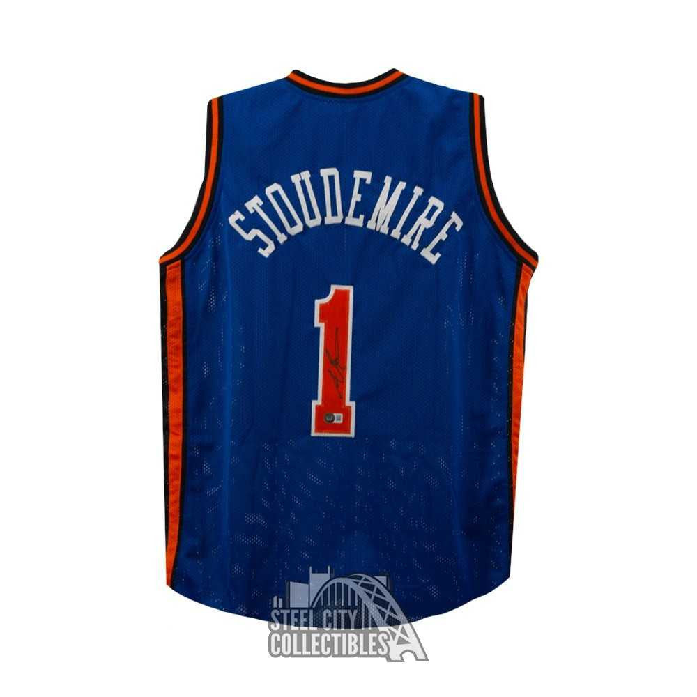 Amare Stoudemire Autographed New York Custom Blue Basketball Jersey -BAS