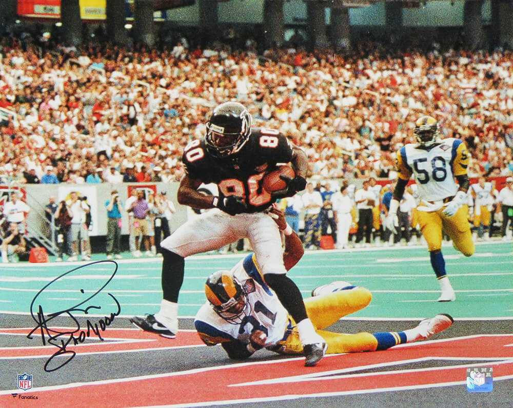 Andre Rison Signed Atlanta Falcons Endzone TD Catch 16x20 Photo w/Bad Moon - Schwartz Authenticated