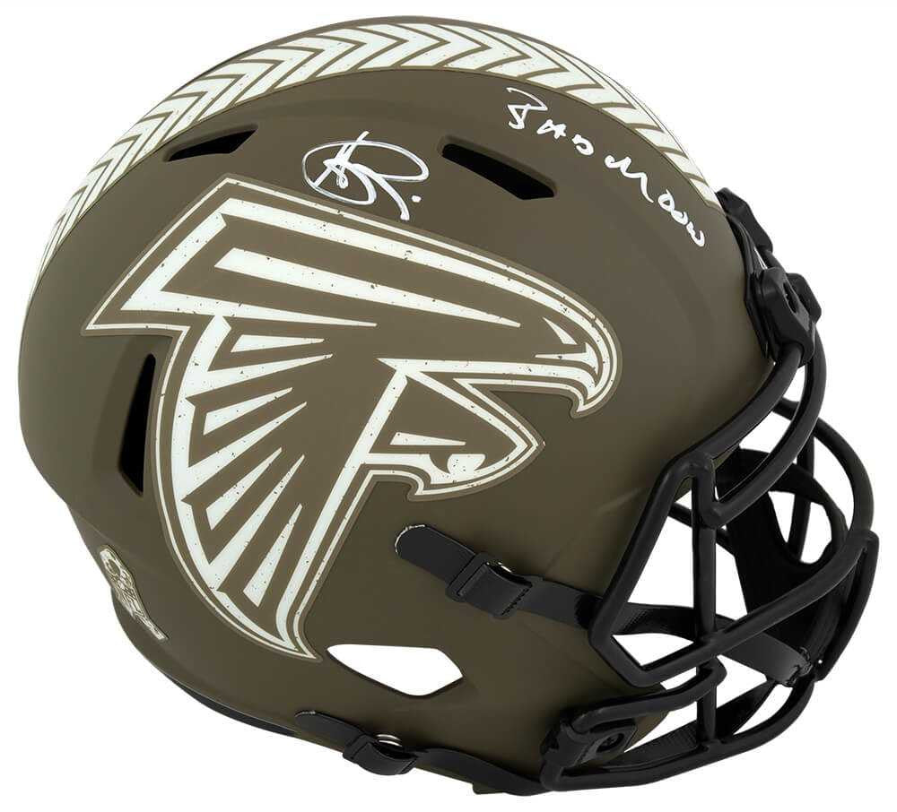 Andre Rison Signed Atlanta Falcons Salute to Service Riddell Full Size Speed Replica Helmet w/Bad Moon - Schwartz Authenticated
