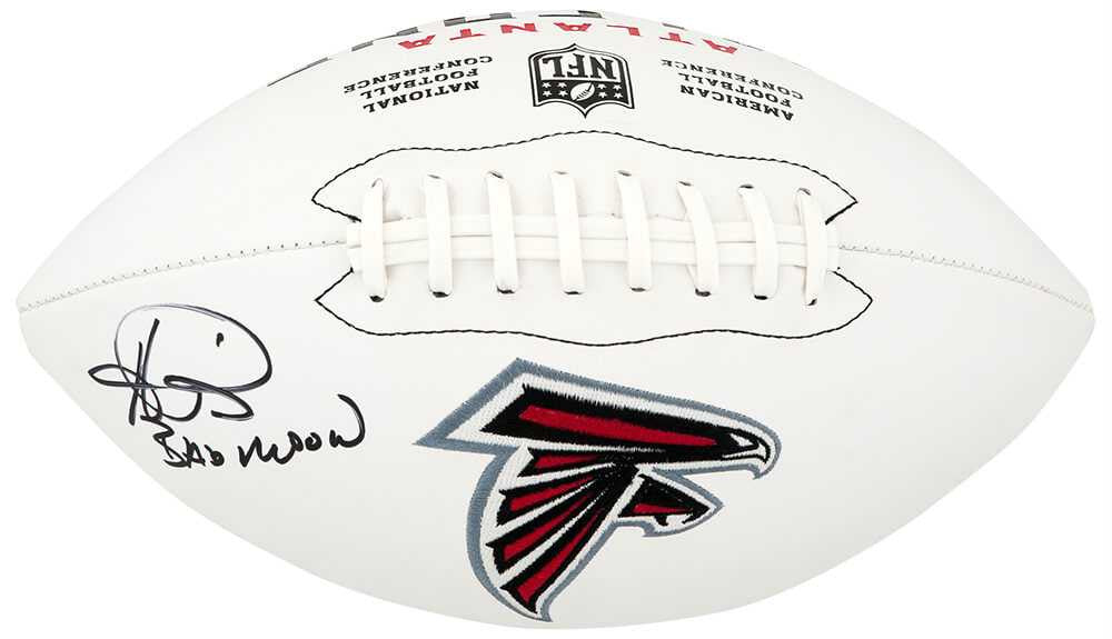 Andre Rison Signed Atlanta Falcons White Panel Wilson Logo Football w/Bad Moon - Schwartz Authenticated