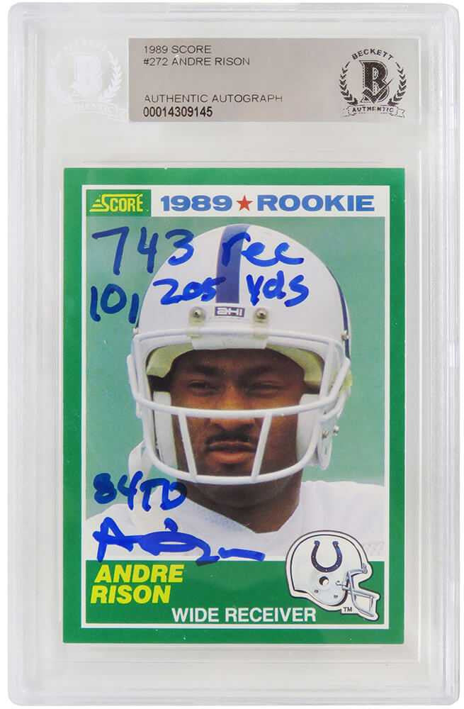 Andre Rison Rookie Card Game Andre Rison Signed Indianapolis Colts 1989 Score Rookie Card #272 w/74