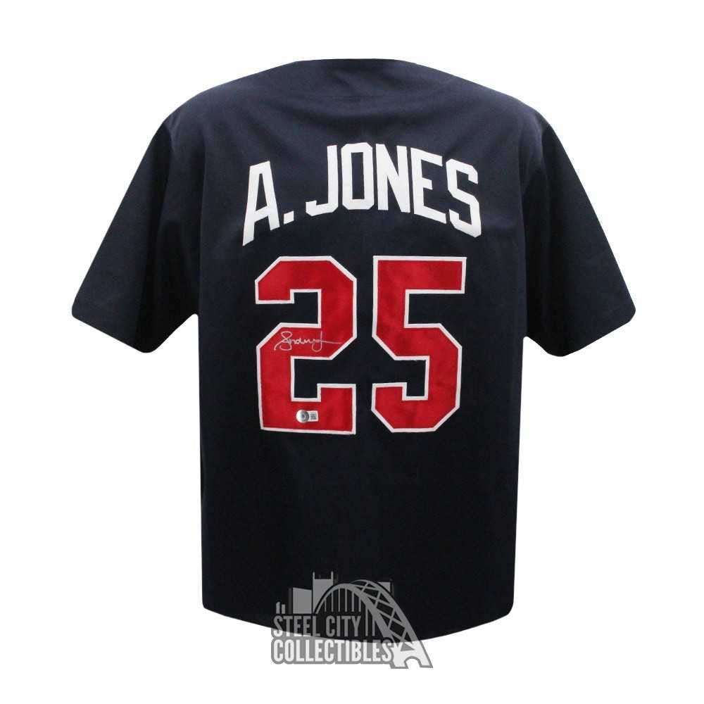 Andruw Jones Autographed Atlanta Navy Custom Baseball Jersey - BAS